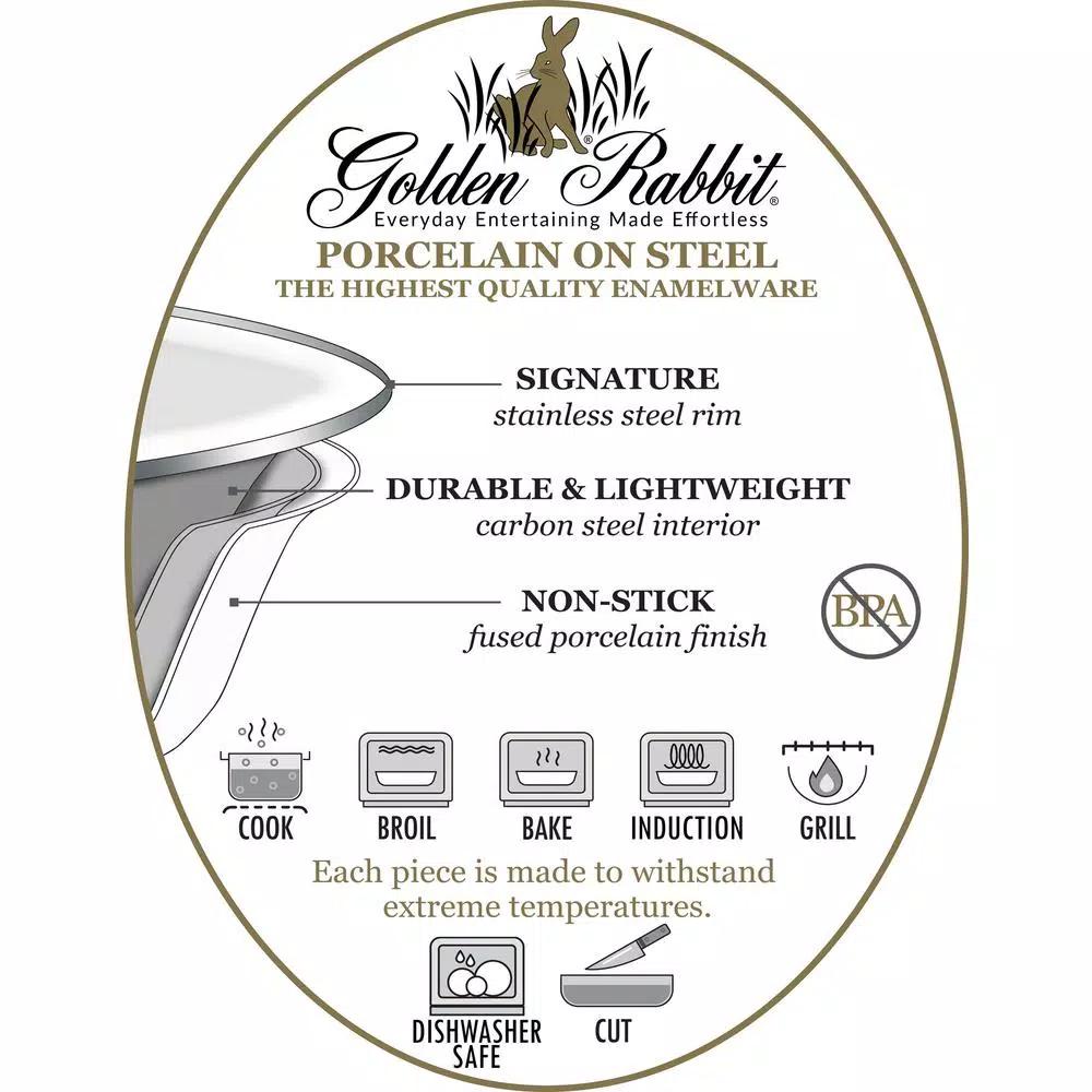 Golden Rabbit Solid White 4.5 qt. Enamelware Baking Pan