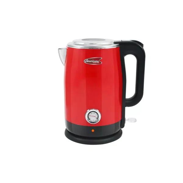 Americana 1.7L Red Cool Touch Stainless Steel Electric Kettle with Temperature Gauge
