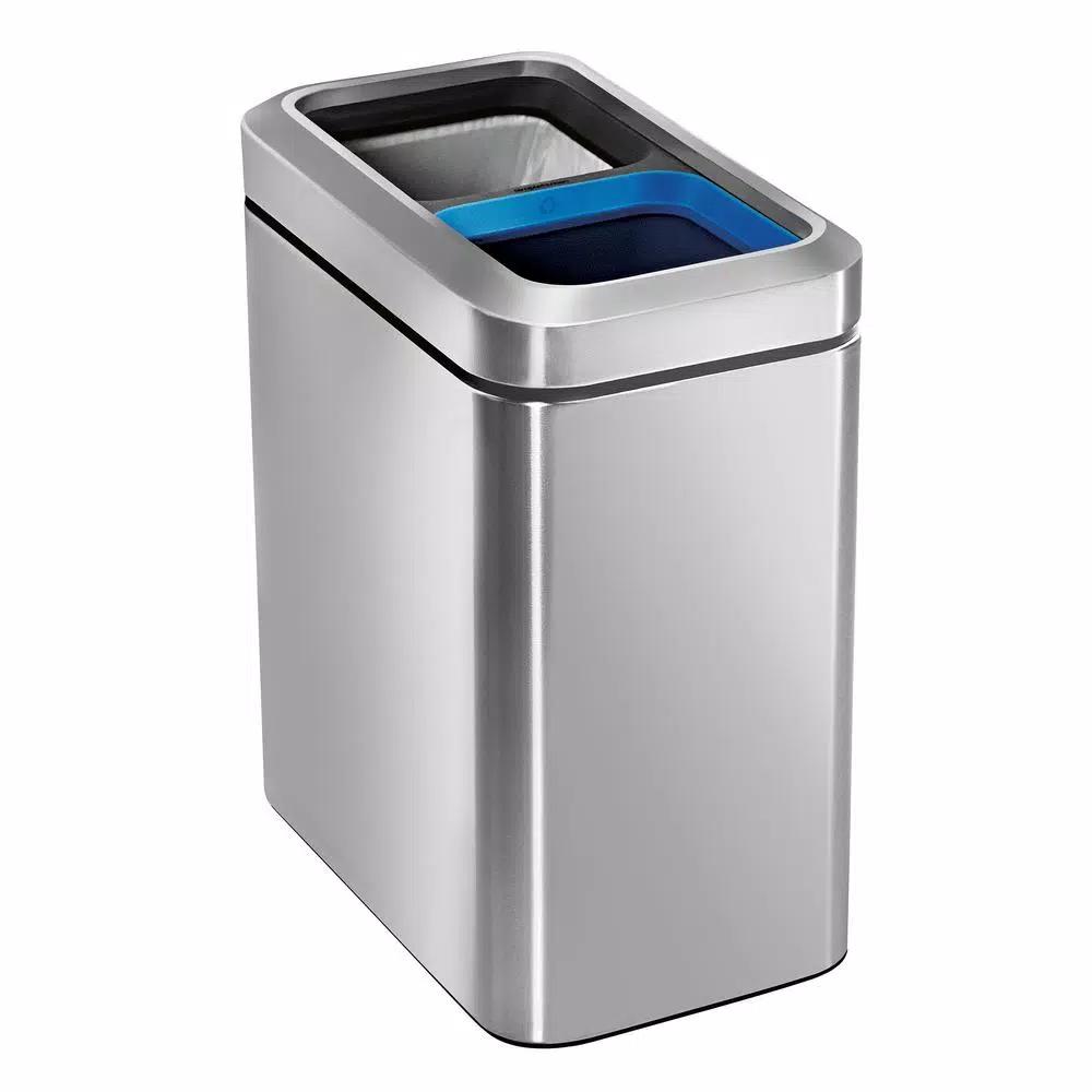 simplehuman 20-Liter Slim Open Recycler, Fingerprint-Proof Brushed Stainless Steel