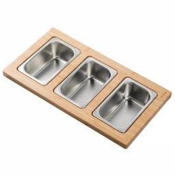 KRAUS Workstation Kitchen Sink Accessory Set: Bamboo Serving Board & 3 Stainless Steel Prep Bowls thumbnail 2