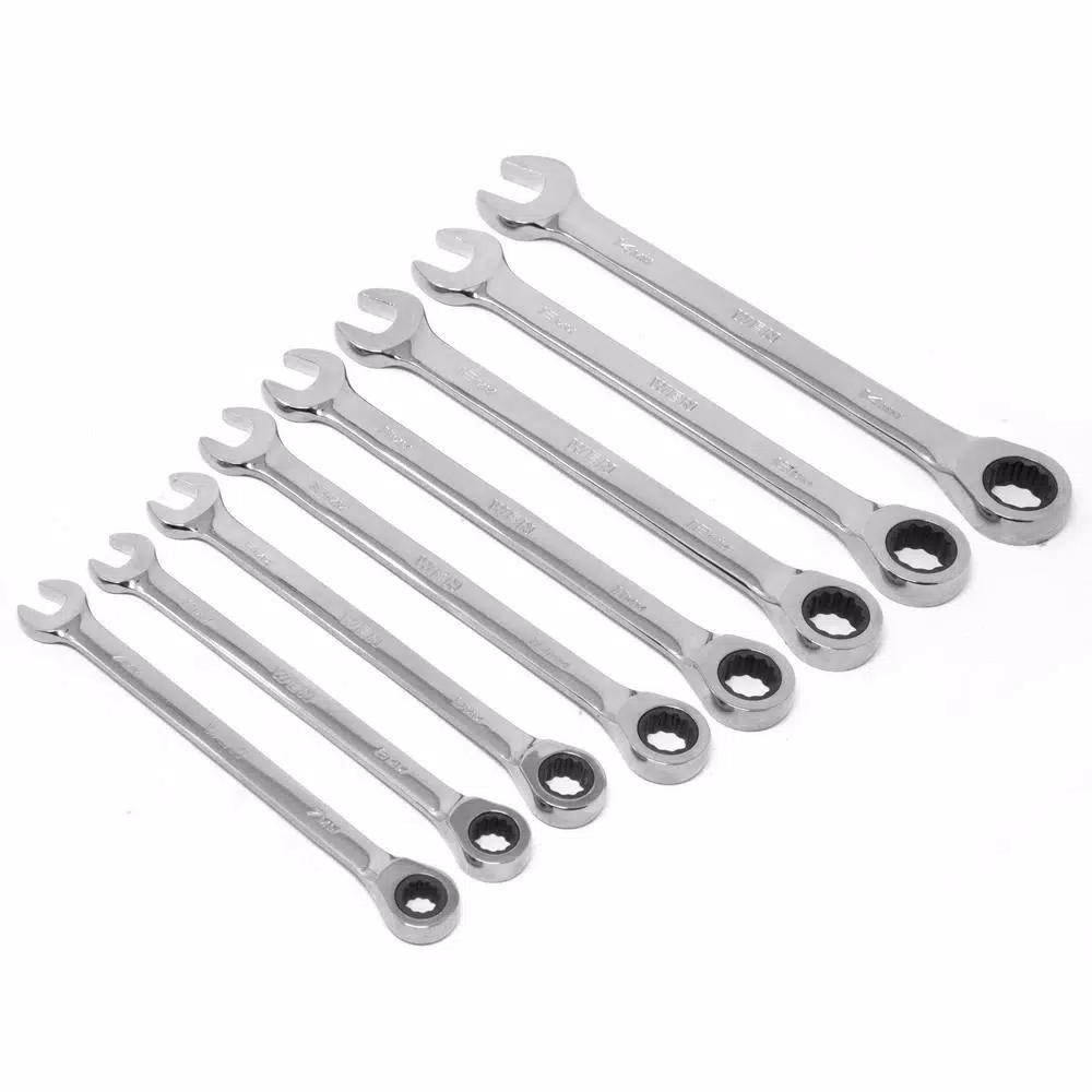 WEN 16-Piece Metric Ratcheting Combination Wrench Set with Storage Pouch