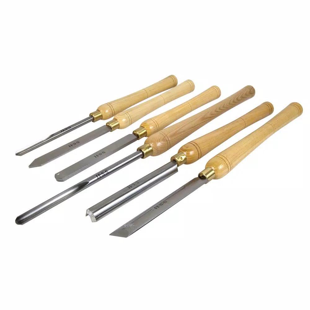 WEN 6-Piece Artisan Woodturning Chisel Set with HSS Blades and Ash Handles