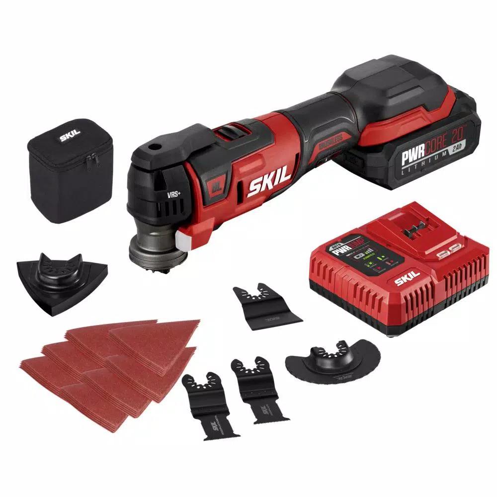 SKIL PWRCore 20V Brushless Oscillating Multi-Tool Kit with 2.0Ah Battery and PWRJump Charger