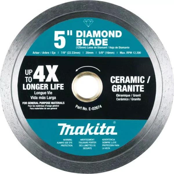 Makita 5 in. Continuous Rim Diamond Blade for Tile, Granite, Ceramic, Porcelain, and Stone