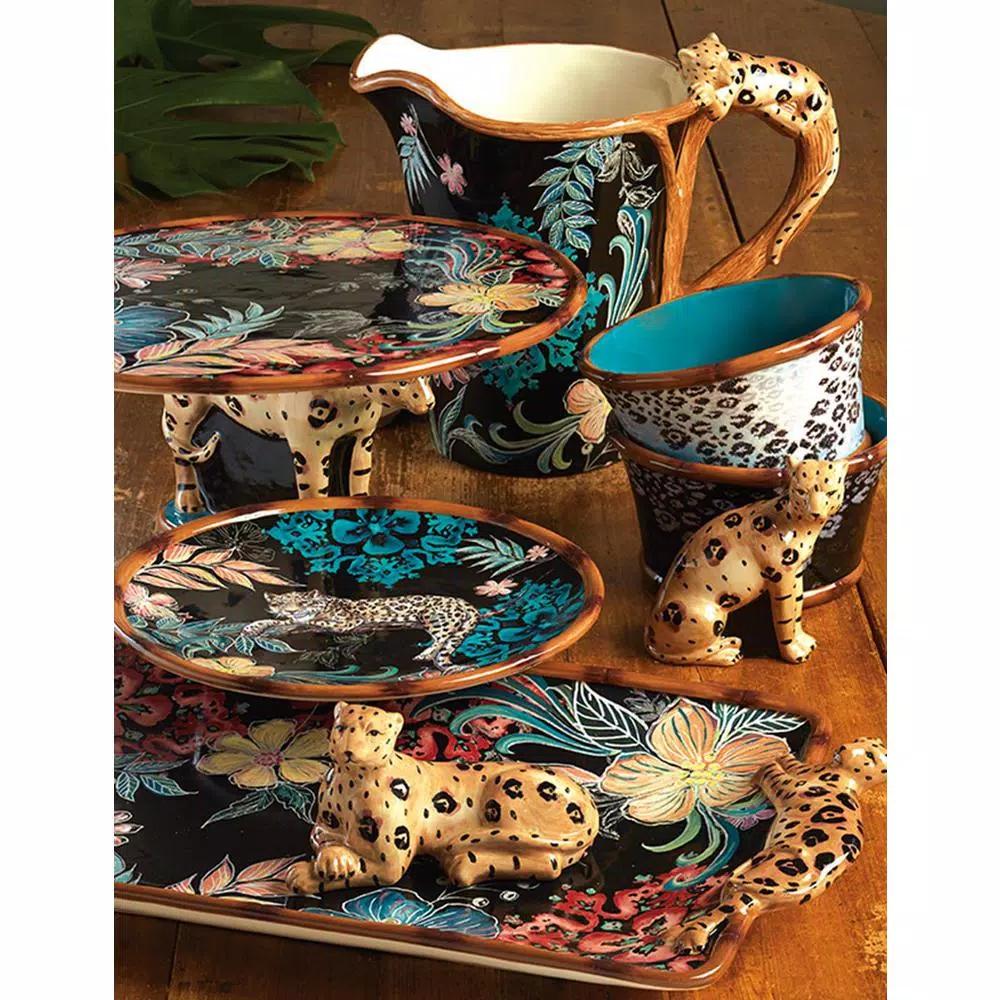 Certified International Tre Sorelle Studios Exotic Jungle 17 in. 3-D Rectangular Ceramic Platter with Handles