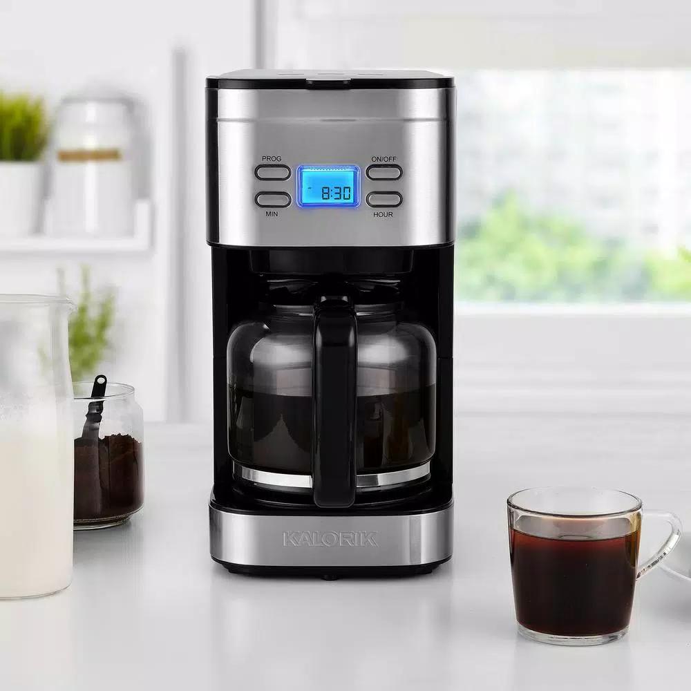 KALORIK 12-Cup Programmable Digital Coffee Maker, Stainless Steel Drip Coffee Machine