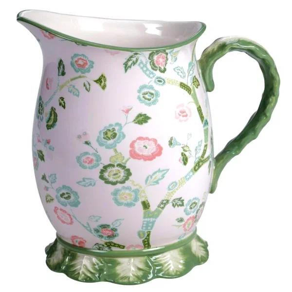 Certified International English Garden 96 oz. Multicolored Earthenware Pitcher