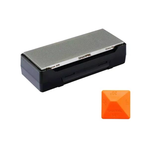 Sharpal 162N 8-in. Dual-Grit Diamond Whetstone Sharpener with Storage Base and Angle Guide