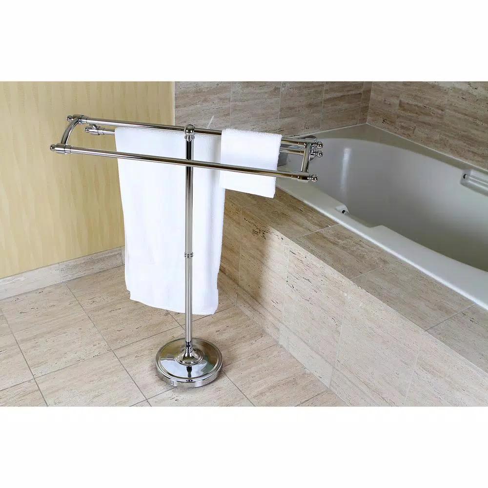 Kingston Brass Pedestal Round Plate Floor Standing Towel Rack - Polished Chrome
