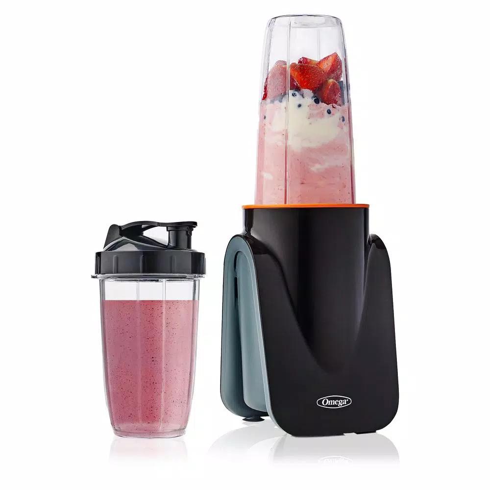 Omega Deluxe MeGo 1000W Personal Blender, 32 oz. Black Single Speed Nutritious Smoothie Maker