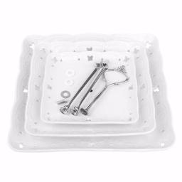 MALACASA 3-Tiered White Porcelain Square Cupcake Tower Stand - Elegant Dessert Serving Tray thumbnail 4