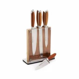 SCHMIDT BROS. Schmidt Brothers 7-Piece Bonded Teak Stainless Steel Knife Set with Acacia Midtown Magnetic Block thumbnail 5