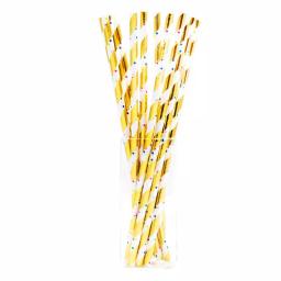 Sugar Plum Party SugarPum Confetti 50-Piece Gold and White Assorted Disposable Paper Straws thumbnail 2