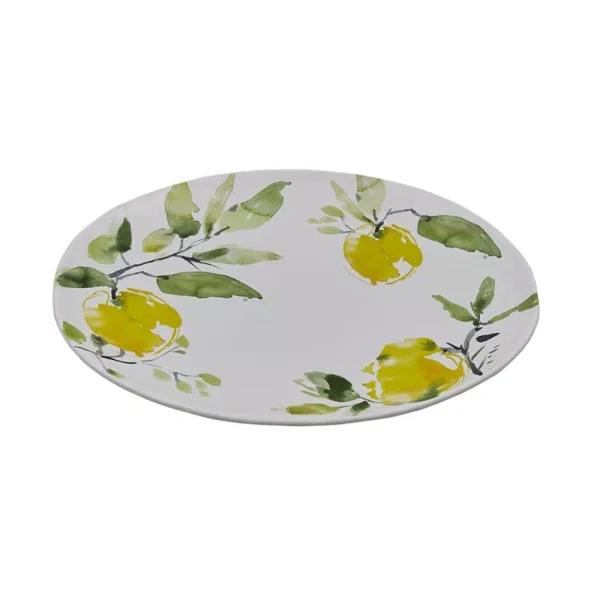Split P Lovely Lemons Ceramic Serving Bowl, 13-inch Round Botanical Pattern