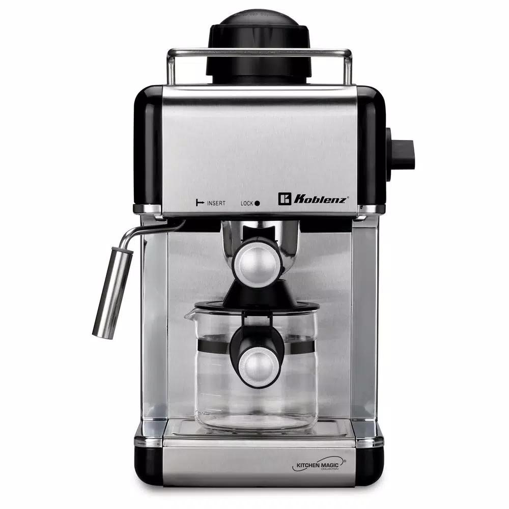 Koblenz Kitchen Magic Collection 4-Cup Espresso and Cappuccino Maker, Black/Silver