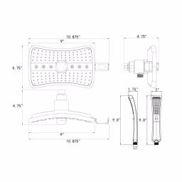 AKDY 9 in. Dual Shower Head and Handheld Wand Combo, 4 Spray Modes, Antique Bronze thumbnail 10