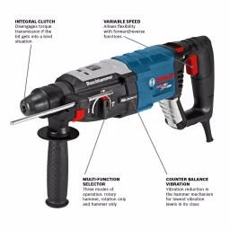 Bosch GBH2-28L Reconditioned 8.5A SDS-Plus Rotary Hammer Drill Kit with 6-Piece Bulldog Bit Set and Case thumbnail 4
