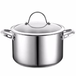 Cooks Standard 6 Qt. Stainless Steel Stock Pot with Tempered Glass Lid thumbnail 1