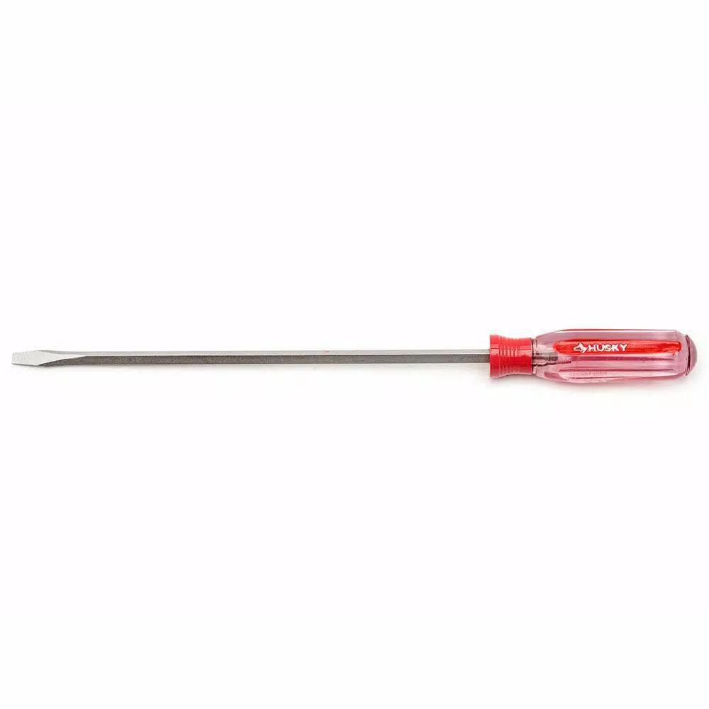 Husky 3/16 in. x 9 in. Slotted Screwdriver with Square Shaft and Acetate Handle