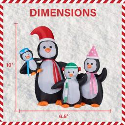Fraser Hill Farm 10 ft. Penguin Family Christmas Inflatable with White Lights thumbnail 3