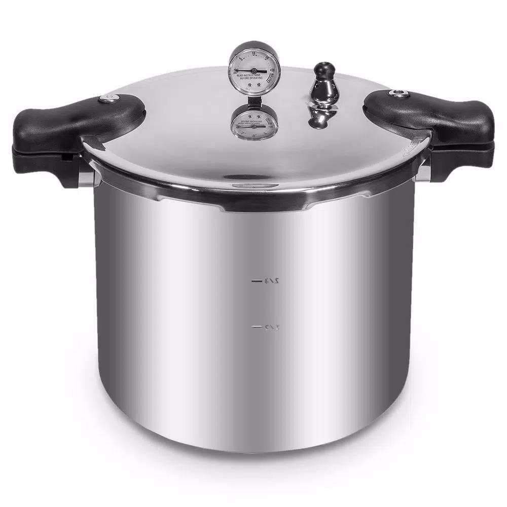 Barton 22 Qt. Aluminum Pressure Canner and Cooker with Built-in Dial Gauge, Compatible with Gas, Electric, and Induction