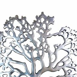 Benjara Modern Silver and Black Aluminum Tree Sculpture Decor with Block Base thumbnail 2