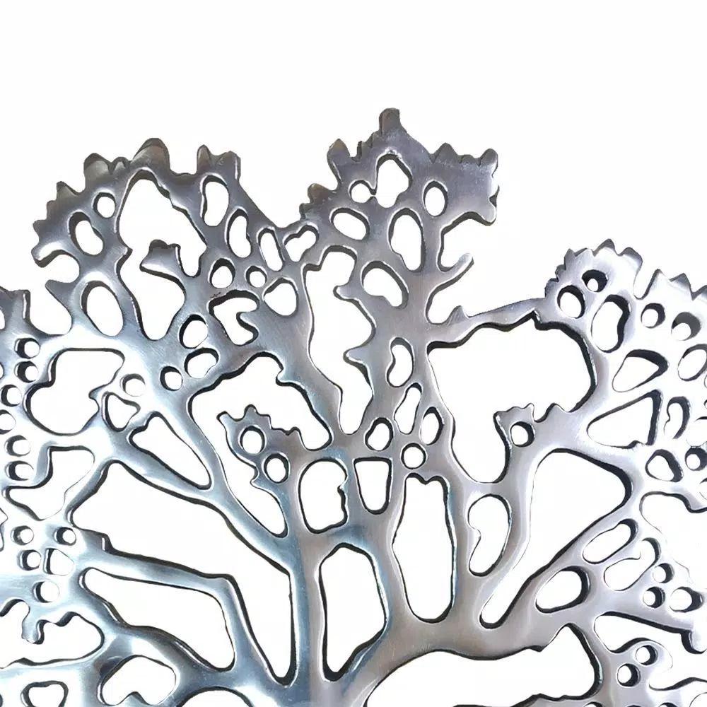 Benjara Modern Silver and Black Aluminum Tree Sculpture Decor with Block Base