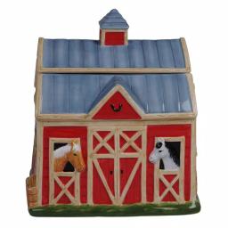 Certified International Clover Farm 3-D Barn Cookie Jar, 128 oz. Multi-Colored Earthenware thumbnail 1