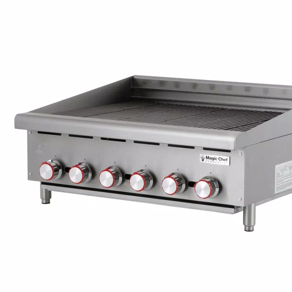 Magic Chef 36 in. Commercial Countertop Radiant Char Broiler, Stainless Steel