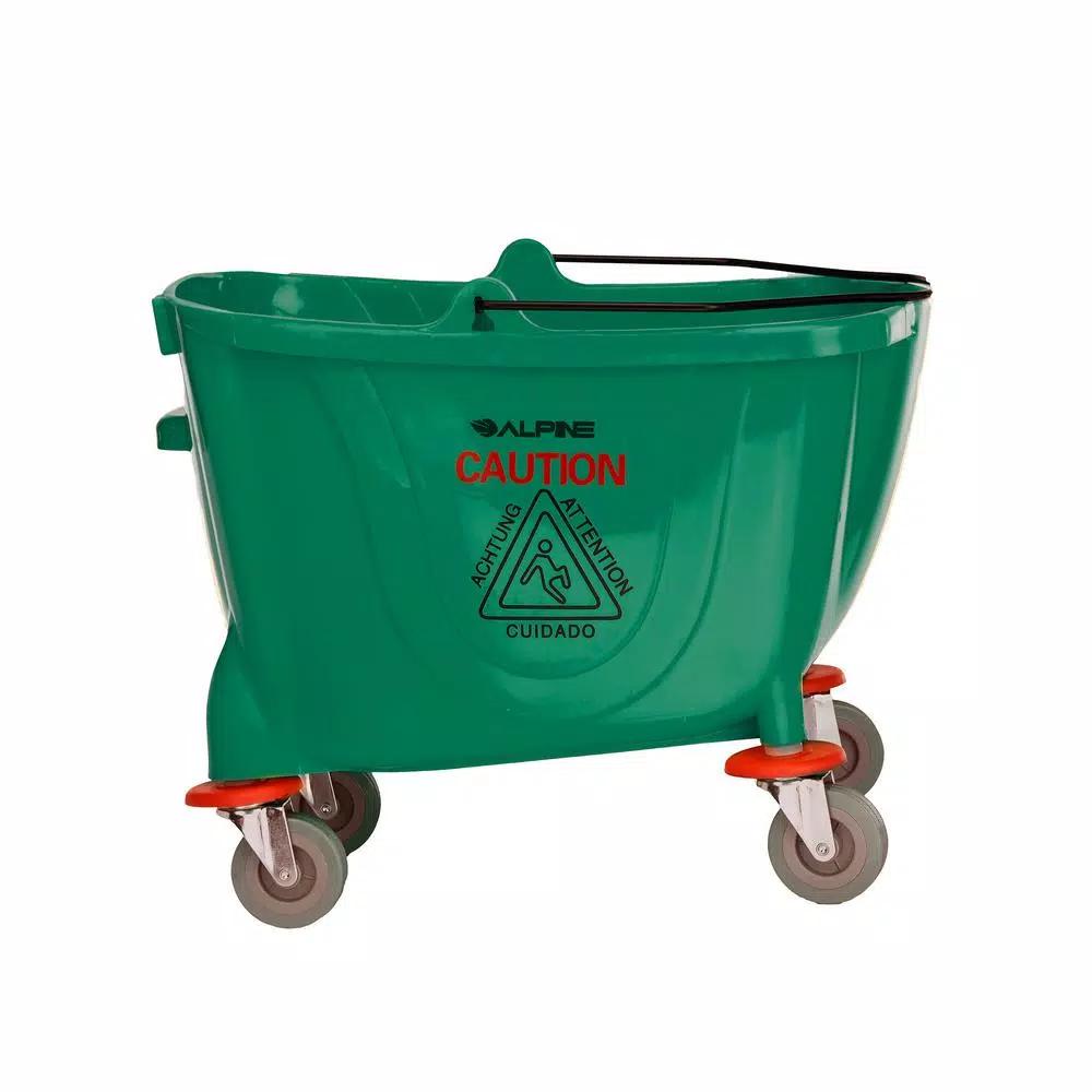 Alpine Industries 36 Qt. Mop Bucket with Side Press Wringer, Green