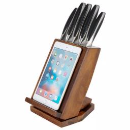 Ozeri 6-Piece Japanese Stainless Steel Knife Set with Rotating Acacia Wood Block and Tablet Holder thumbnail 1