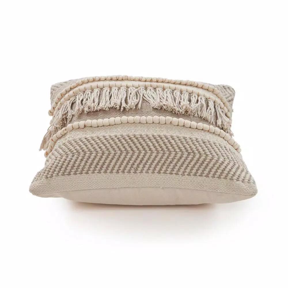 LR Resources Farmhouse Beige and Natural Geometric Chevron Throw Pillow, 20 x 20 in.