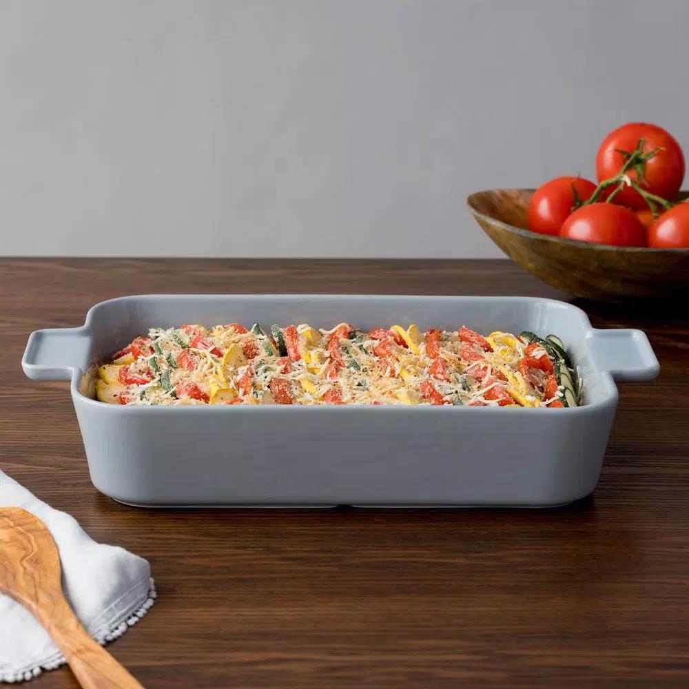 CorningWare 4 Qt. Rectangle Stoneware Baker, 9 x 13 in., Ash Gray