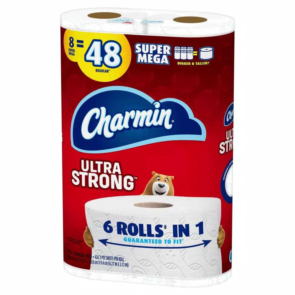 Charmin Ultra Strong Toilet Paper, 8 Super Mega Rolls, 2-Ply White