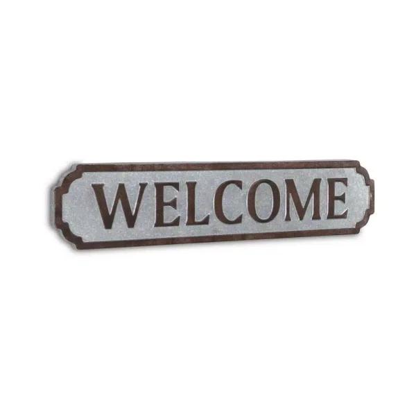 Cheungs Welcome Horizontal Galvanized Steel Wall Sign - Rustic Farmhouse Decor