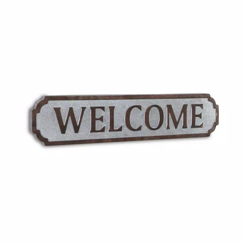 Cheungs Welcome Horizontal Galvanized Steel Wall Sign - Rustic Farmhouse Decor
