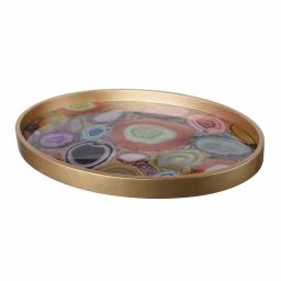 A & B Home Livonia Multi-Color Geode Design Glass Tray with Gold-Finished MDF Frame thumbnail 1