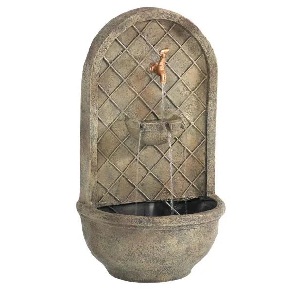 Sunnydaze Decor Messina Resin Florentine Stone Solar Outdoor Wall Fountain