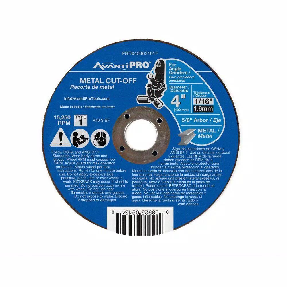 Avanti Pro 4 in. x 5/8 in. Type 1 Metal Cut-Off Discs, 1/16 in. Thickness (25-Pack)