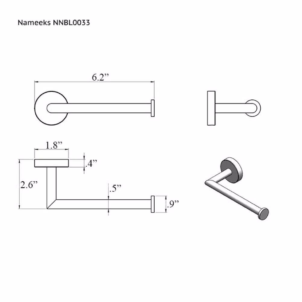 Nameeks Luxury Hotel Wall Mounted Brass Towel Ring in Polished Chrome