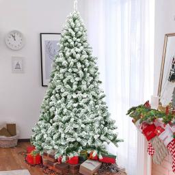 Costway 7.5 ft. Snow Flocked Hinged Pine Artificial Christmas Tree, 1346 Tips, Unlit thumbnail 2