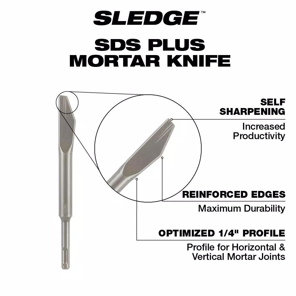 Milwaukee 1/4 in. x 8 in. SDS-Plus SLEDGE Steel Mortar Knife Chisel Bit