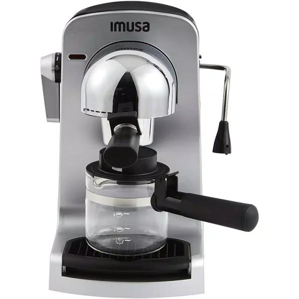 IMUSA 4-Cup Espresso and Cappuccino Maker with Milk Frother, 800W, Grey