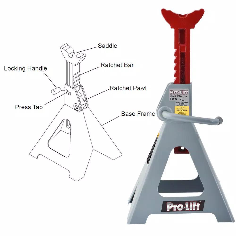 Pro-Lift 6 Ton Ratcheting Jack Stands, Pair