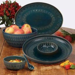 Certified International Aztec Teal 12.75 in. Stoneware Round Platter thumbnail 2
