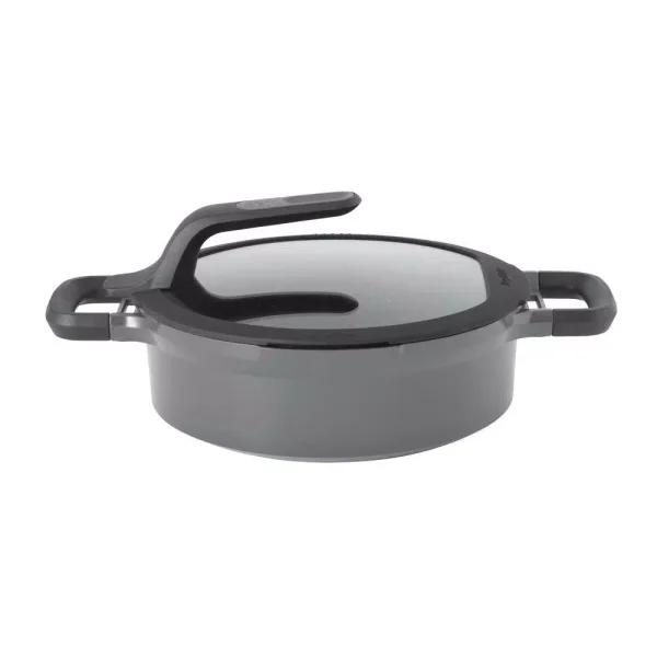 BergHOFF GEM Stay Cool 3.5 qt. Cast Aluminum Nonstick Saute Pan with Glass Lid, Gray