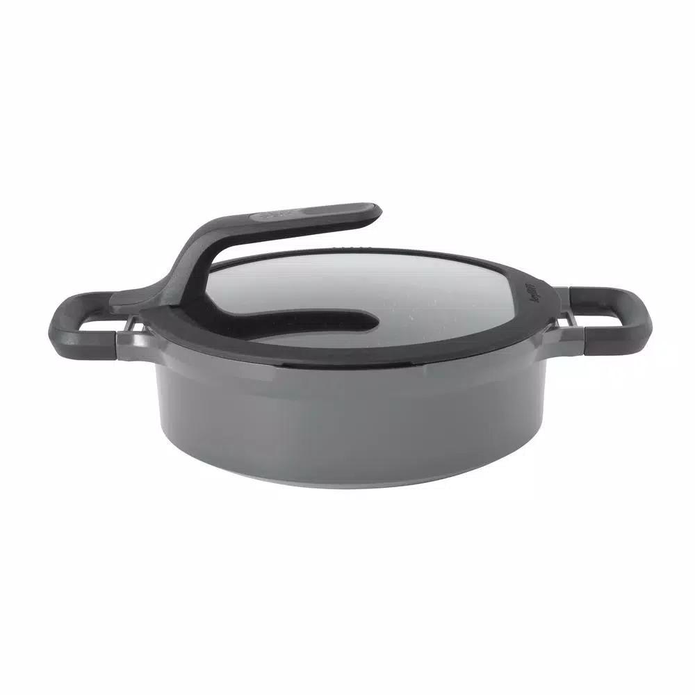 BergHOFF GEM Stay Cool 3.5 qt. Cast Aluminum Nonstick Saute Pan with Glass Lid, Gray