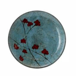 Elama Floral Accents 16-Piece Blue Stoneware Dinnerware Set, Service for 4 thumbnail 6