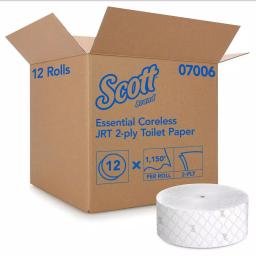 Scott Jumbo Roll White 2-Ply Coreless Toilet Paper, 12 Rolls Per Carton thumbnail 3
