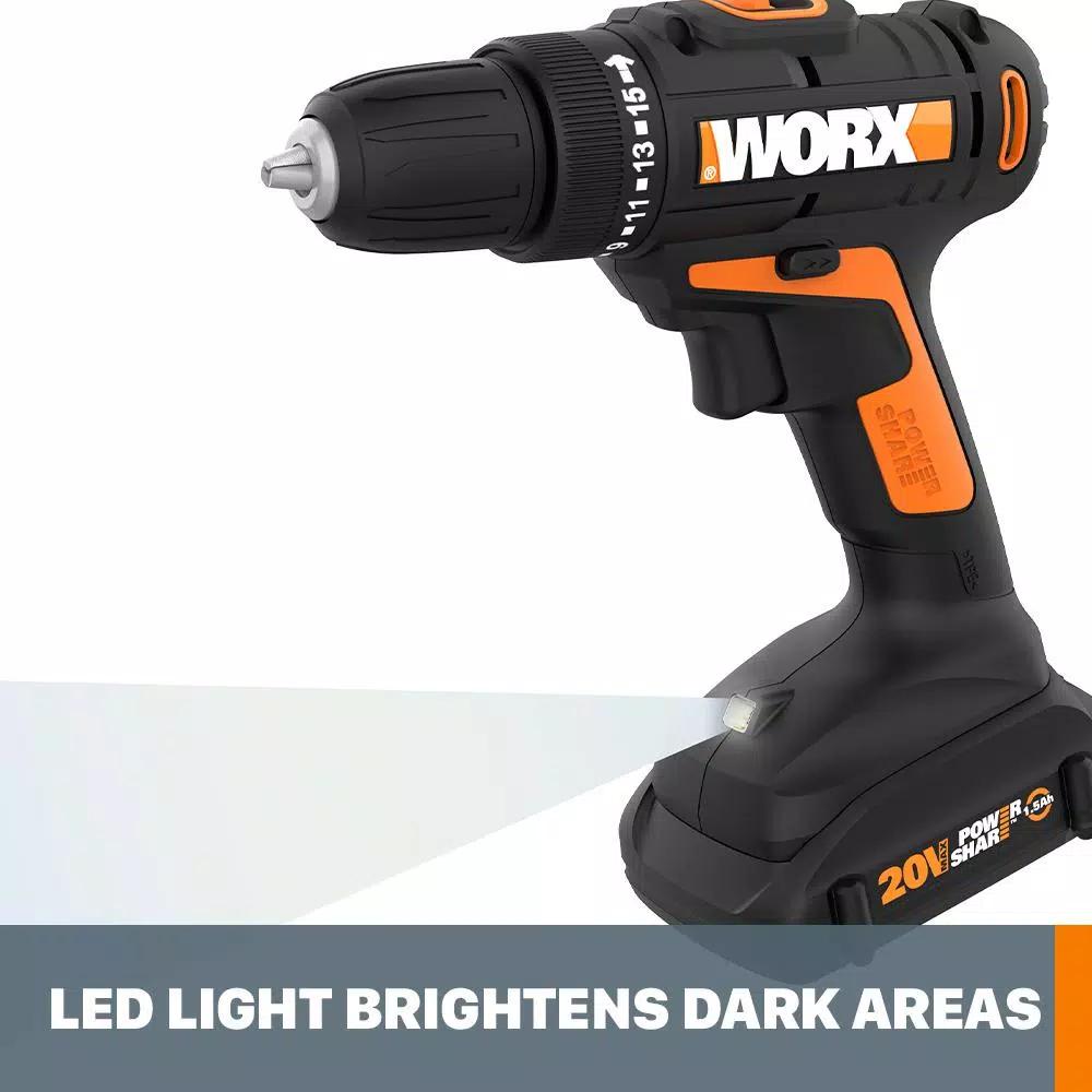 WORX 20V PowerShare 3/8 in. Cordless 2-Speed Drill Driver (Tool-Only)